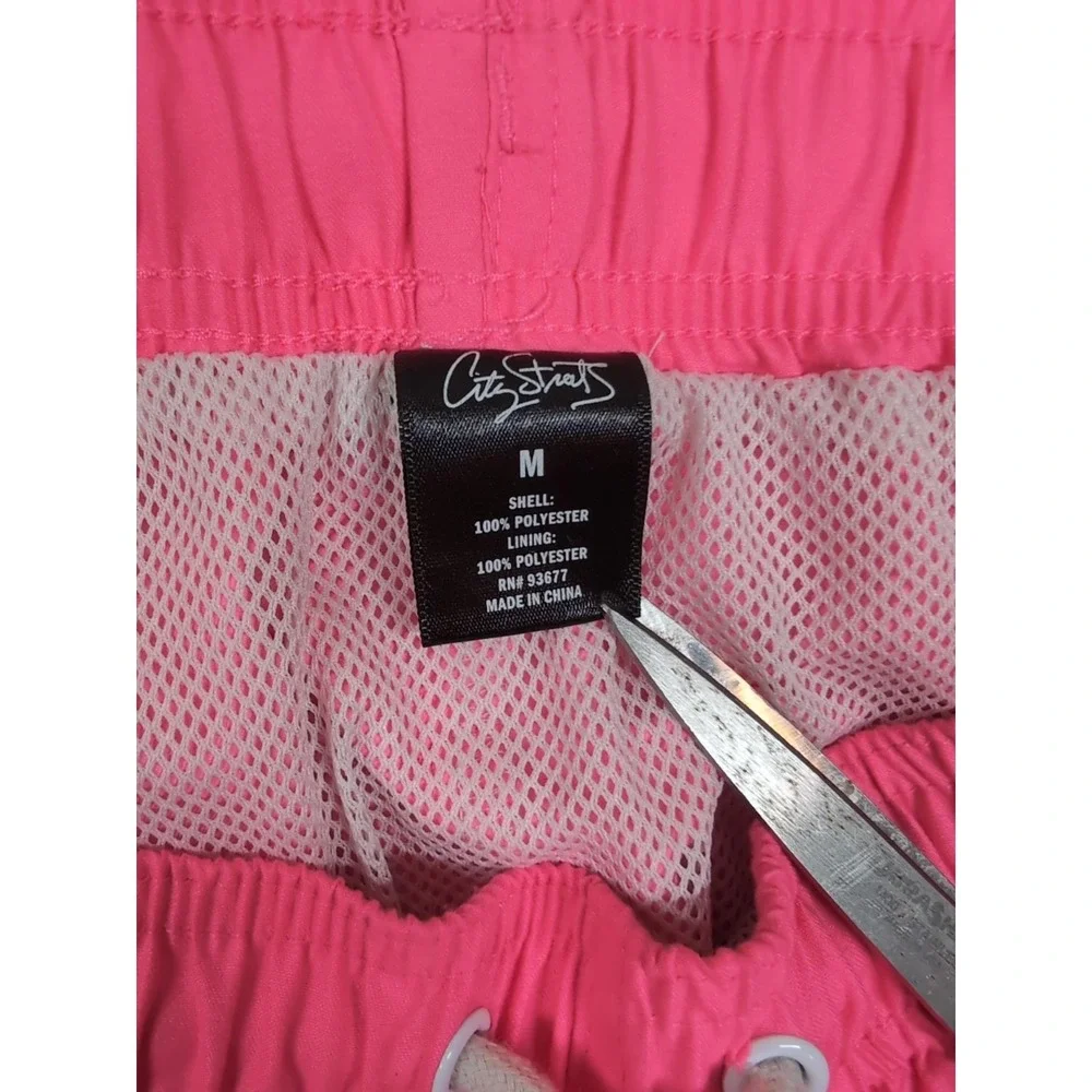City Streets Mens Pink Swim Trunks Mesh Lined Quick Dry Shorts Medium